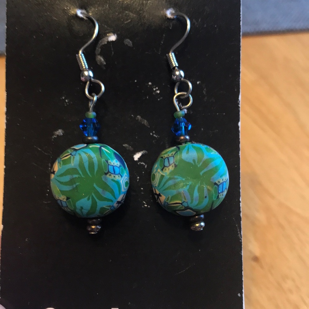 Colored polymer clay dangle earrings